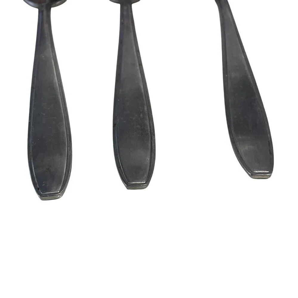 Set Of 3 Knoeler Stainless Steel Grapefruit Spoons Serrated Edges Vintage Silver
